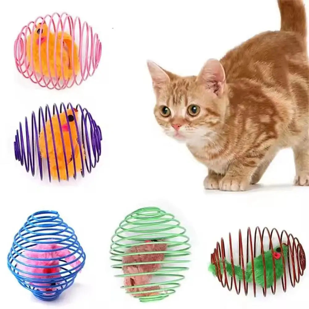 Cat Toy Balls Funny Stretchable Springs Toys Interactive Caged Rats Rolling Cat Balls Random Color Cat Mouse Toy Cat Accessories Oasis Select
