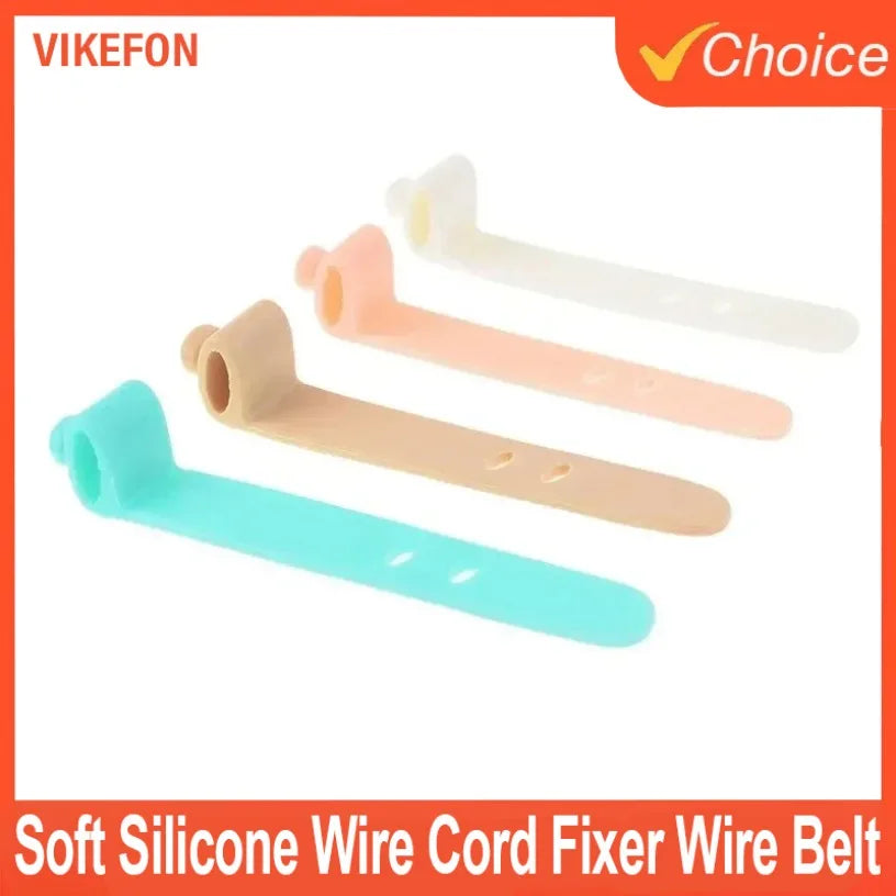 Mobile Phone Data Cable Winder Earphone Clip Charger Cable Organizer Management Soft Silicone Wire Cord Fixer Holder Wire Belt Oasis Select