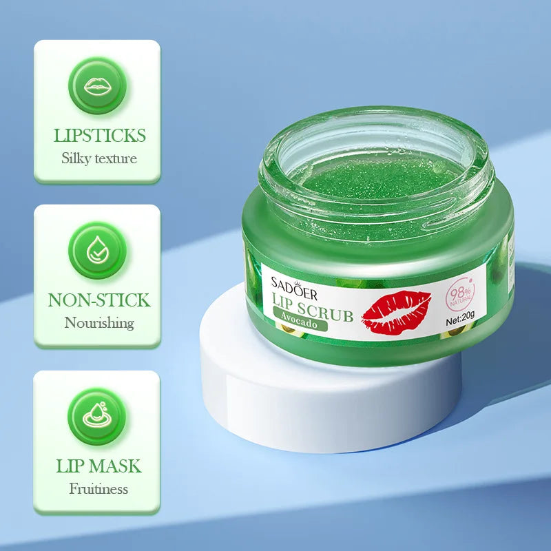 SADOER Fruit Lip Scrub Mask – Avocado Orange Strawberry Lip Scrub Mask Oasis Select