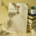 Kraft Paper Envelope with Button String Tie Winding Ticket File Documents Bag Letter Photos Journal Storage Budget Envelopes Oasis Select Beige-A5