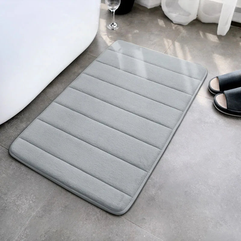 60*40cm Super Absorbent, Super Absorbent, Super Anti Slip Striped Coral Velvet Bathroom Floor Mat, Bathroom Mat, Door Mat Oasis Select Grey 60x40cm