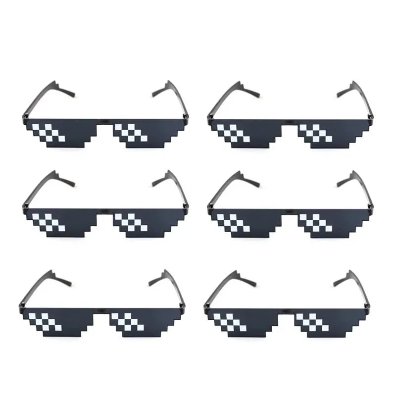 1/2/4/6pcs Design Funny Mosaic Sunglasses Sun Glasses Pixel Black Retro Gamer Robot Sunglasses Birthday Party Cosplay Favors Oasis Select 6pcs
