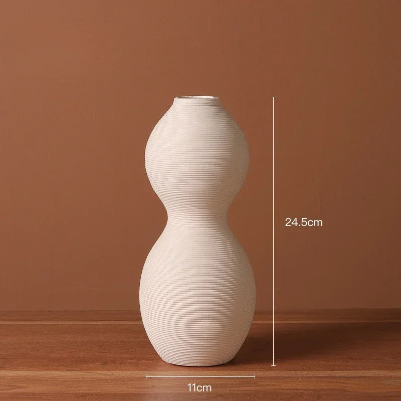 Modern simple white ceramic vase decoration flower arrangement living room TV cabinet home decoration flower device Oasis Select C Brushed vase