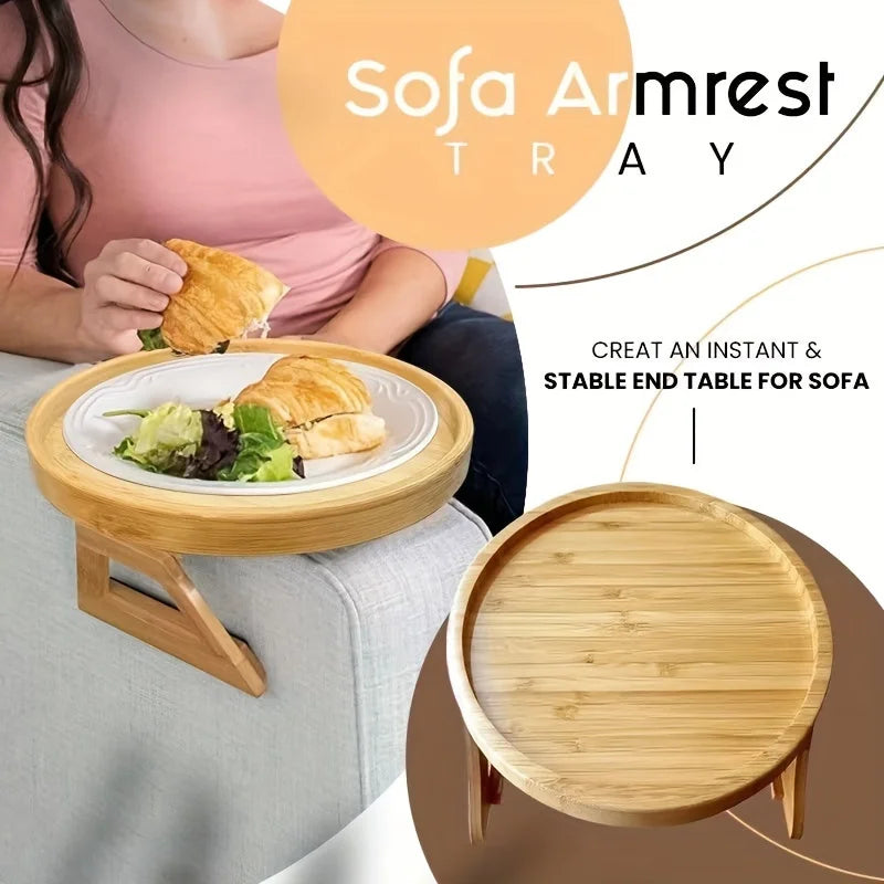 Sofa Tray Table Sofa Armrest Clip-On Tray Natural wooden Sofa Tray Practical TV Snack Tray for Remote Control Coffee Snacks Oasis Select