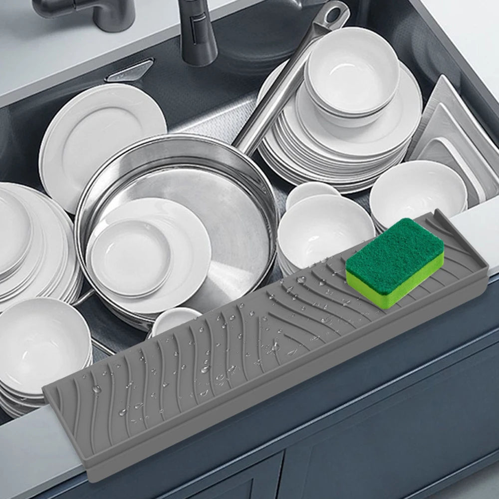 Durable Silicone Sink Splash Guard Sucker Can Be Cropped Sink Edge Protector Non-Slip Oil-Proof Drainage Mat Bathroom Oasis Select