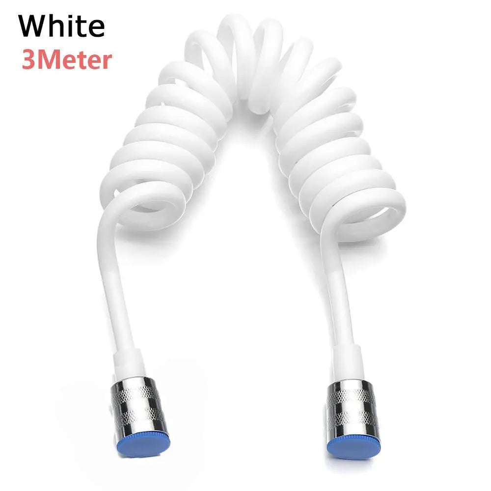 1.5/2/3meter Telephone Line Anti-wrap Spring Shower Hose Toilet Bidet Bath Sprayer Connect Pipe Water Plumbing Oasis Select white 3 meters 1