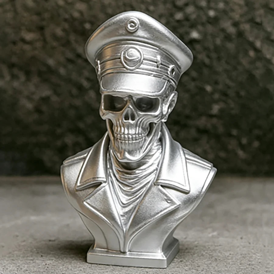 3D Printed Eternal Underworld Guardian Officer Statue Undead Warden Skeleton Figurine Gothic Desktop Collectible Decor Gifts Oasis Select Light Silver