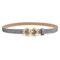 Fashion Bling Bling Sparkling Rhinestone Belt Glitter Luxury Brand Design Fox Buckle Belt Versatile PU Leather Belt Women Oasis Select Silver
