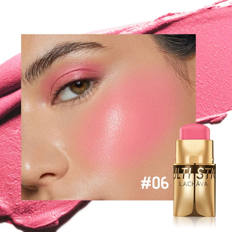 QiBest 3-in-1 Waterproof Blush Stick – Lips, Face & Eyes Multi-Use Blush Stick Oasis Select 06