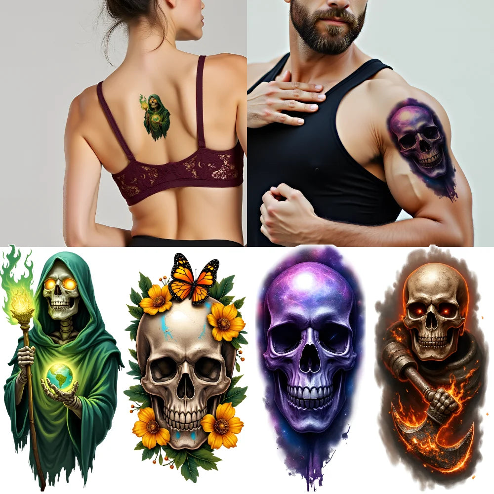 12-Pack Realistic Temporary Tattoos – Butterflies & Flowers
