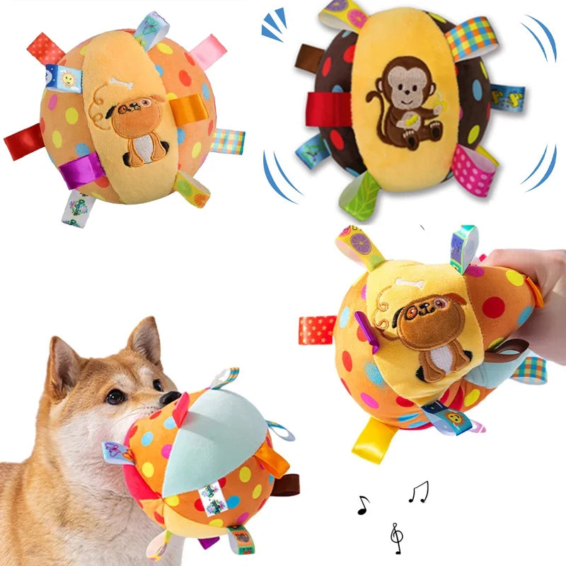 Interactive Ball Dog Toy for Aggressive Chewers Training Decompress Bite Resistant Plush Handle Dog Toys with Bells Pet Supplies Oasis Select