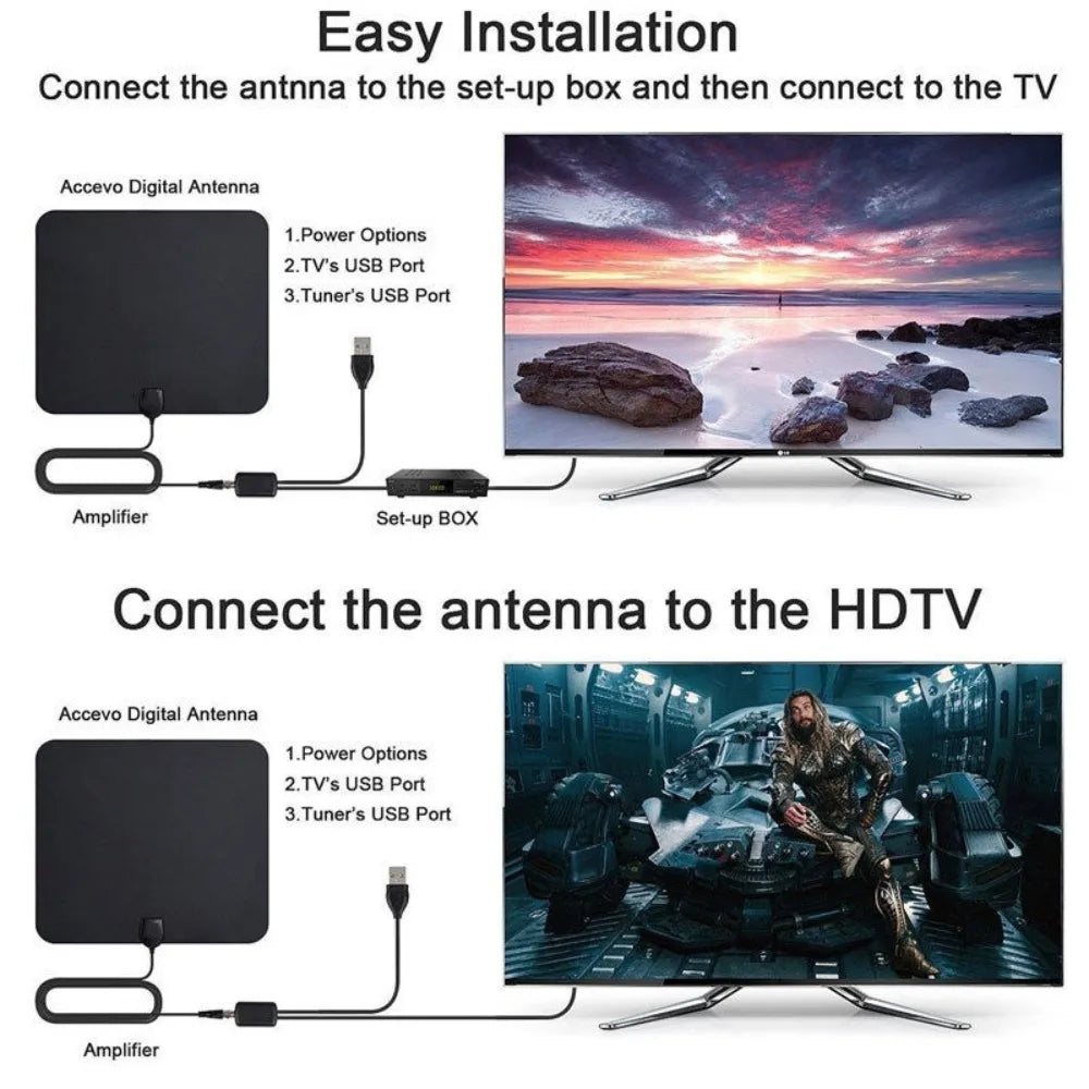 2025 Upgraded HD Digital TV Antenna Indoor Outdoor Long Range Reception 4K 1080P Smart TV Amplifier Signal Booster Oasis Select