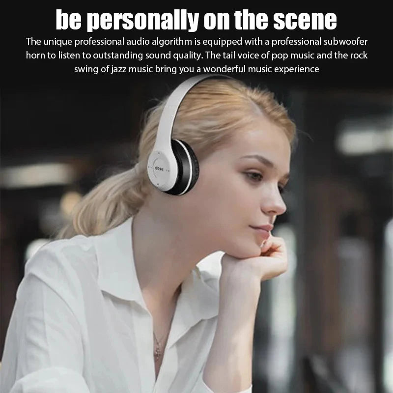 P47 Wireless bluetooth headphone With Mic Headsets Stereo Sound Earphones Sports Gaming Headphones Supports PC Smartphone Oasis Select