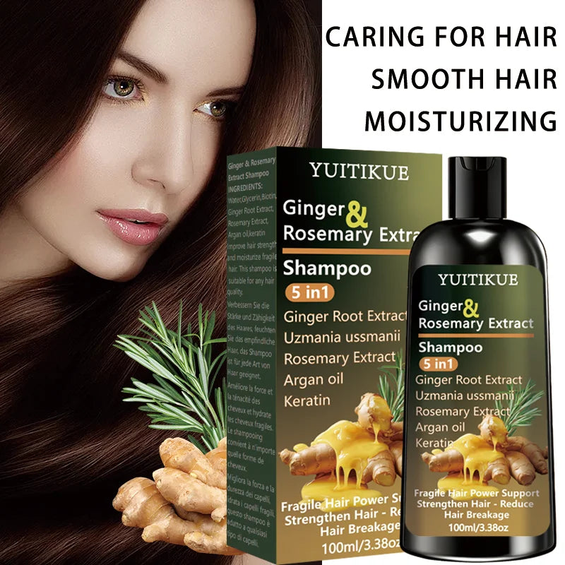 Ginger & Rosemary Shampoo 5 in 1, Strengthen Fragile Hair & Reduce Breakage, with Keratin & Argan Oil, 100ml Oasis Select