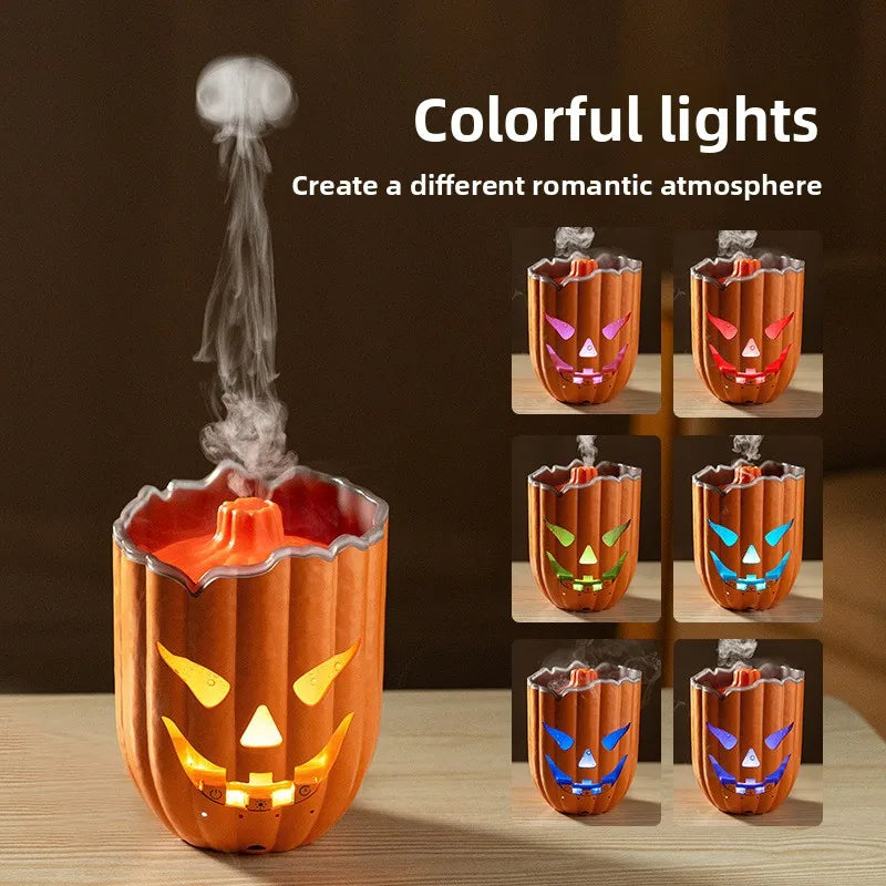 Halloween Jack-o'-lantern Humidifier USB Essential Oil Diffuser with Led Night Light For Home Room Decor Pumpkin Aroma Diffuser Oasis Select