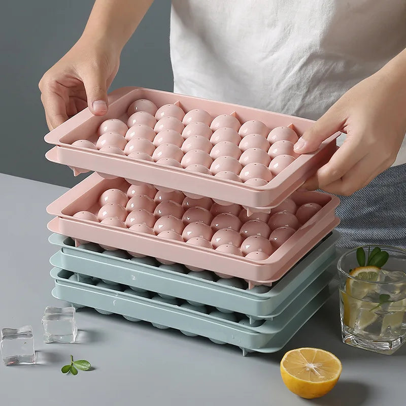 3D Round Ice Cube Tray with Lid Plastic Diamond Style Ice Mold Refrigerator Spherical DIY Moulds Ice Ball Maker Kitchen Tools Oasis Select