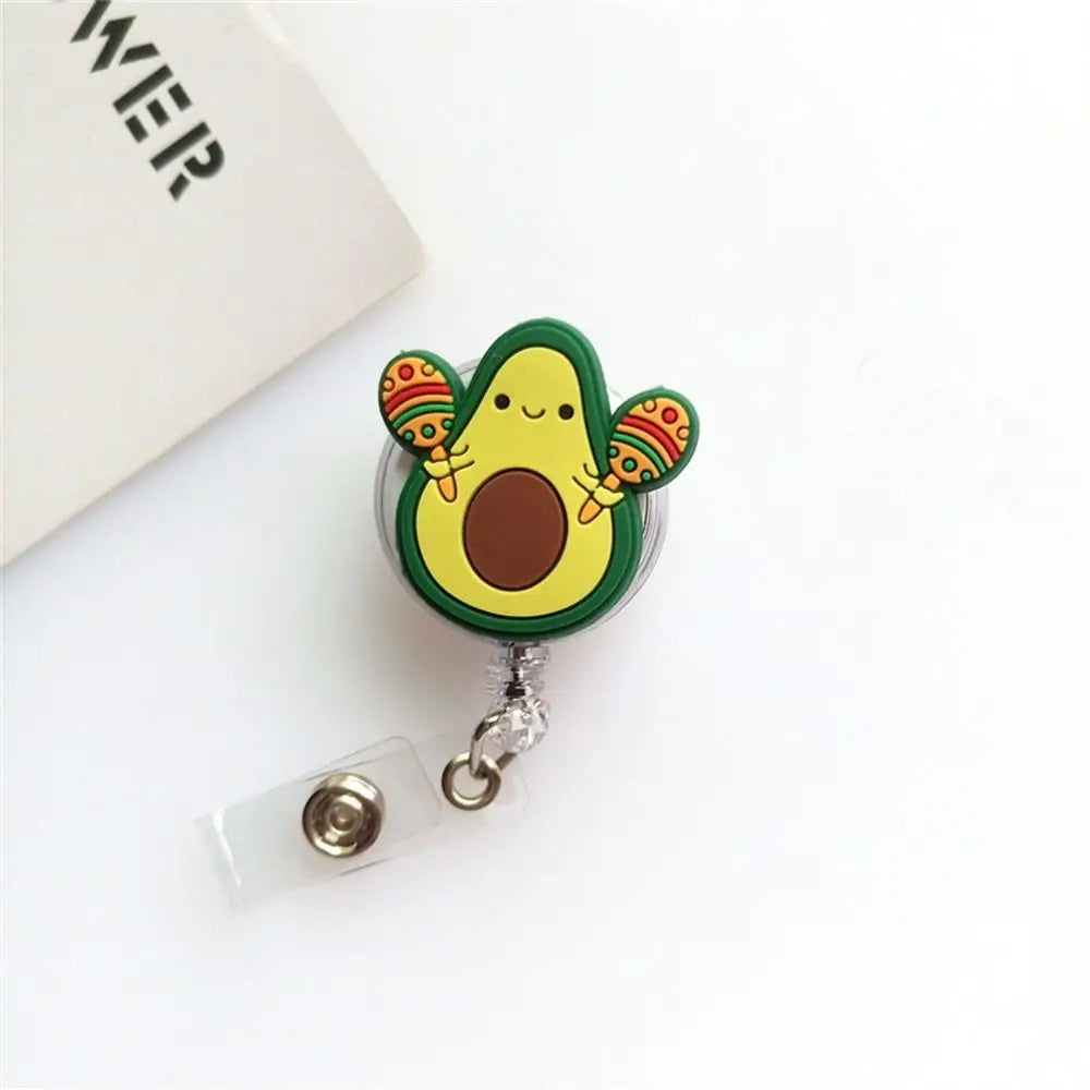 New Cute Silicone Fruits Avocado Retractable Pull Badge Reel ID Lanyard Name Tag Card Badge Holder Reels Oasis Select 8