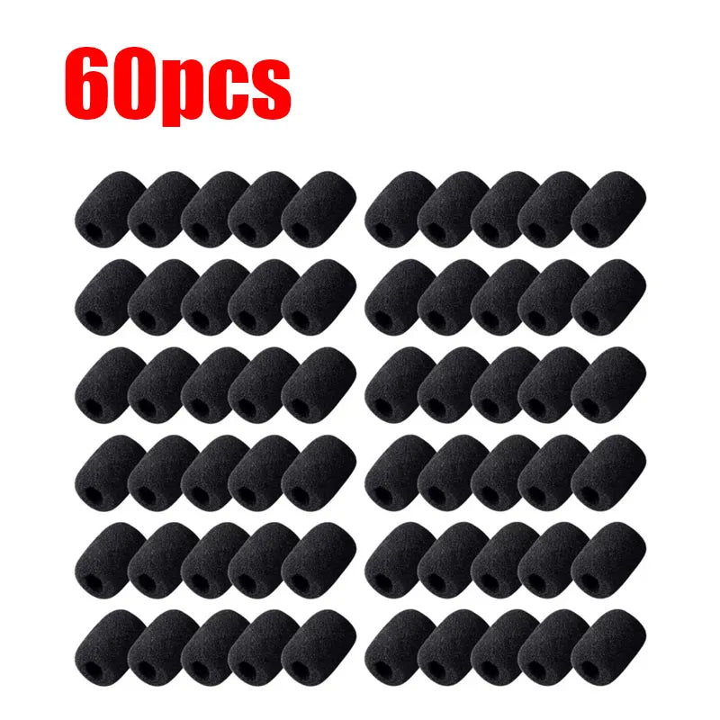 10/30/60PCS Universal Black Mini Mic Cover Foam Headset Microphone Windscreen Sponge Replacement Small Lapel Protection Sleeve Oasis Select 60pcs