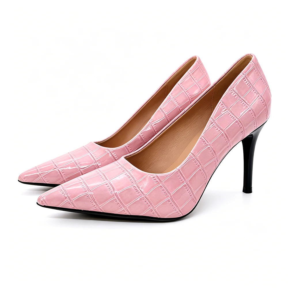 Women Pink Heels 3.54 Inch 9cm PU Leather Ankle Strap Pumps Office Party Shoes Comfortable Non Slip Coquette Date Night Oasis Select 39 Pink
