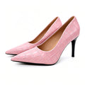 Women Pink Heels 3.54 Inch 9cm PU Leather Ankle Strap Pumps Office Party Shoes Comfortable Non Slip Coquette Date Night Oasis Select 39 Pink