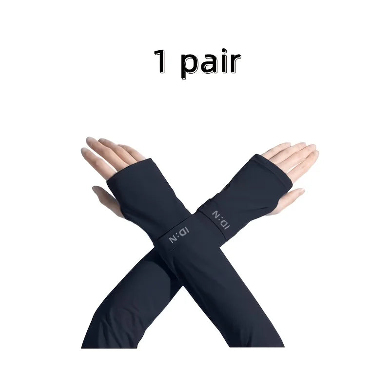 1 Pair of Summer Ultra-thin Breathable Sunscreen Ice Sleeves, Outdoor Cycling, Fishing, Driving, Sweat Absorbing Arm Sleeves Oasis Select WHITE