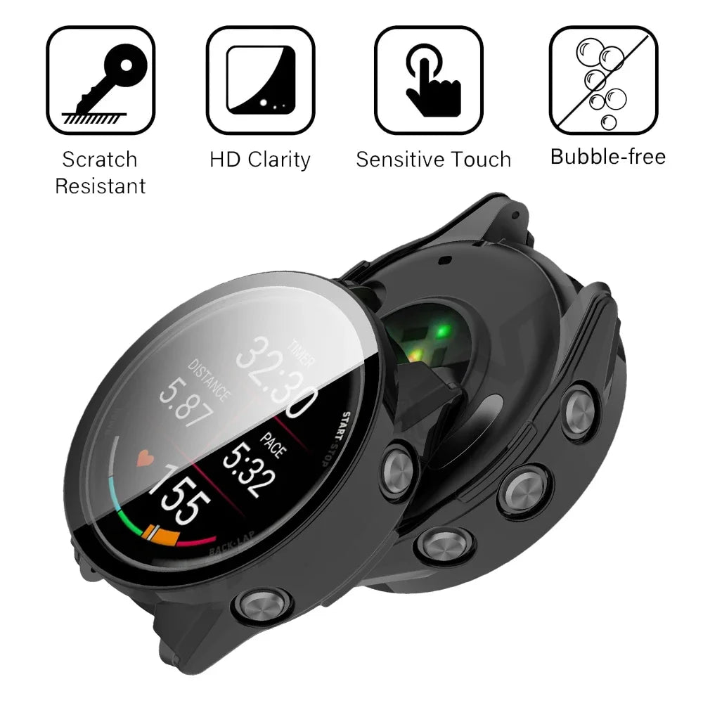 Garmin Forerunner 970 570 Tempered Glass & PC Bumper Case Watch Screen Protector Oasis Select