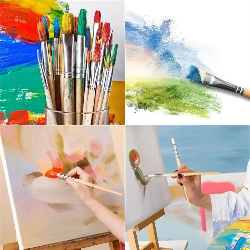 LIKE WISH 6 PCS Paint Brush Set, Artist Paint Brushes Wooden Paintbrushes For Acrylic Painting Painting Brushes Kit Oasis Select