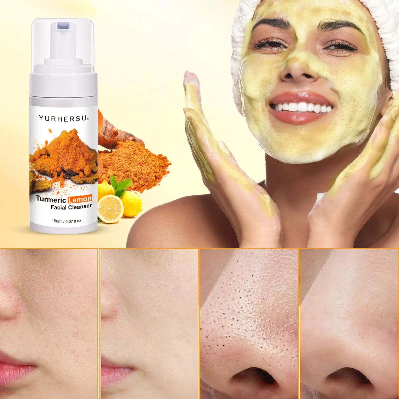 Turmeric Foam Facial Cleanser – Brightening Face Wash 150ml Foam Facial Cleanser Oasis Select