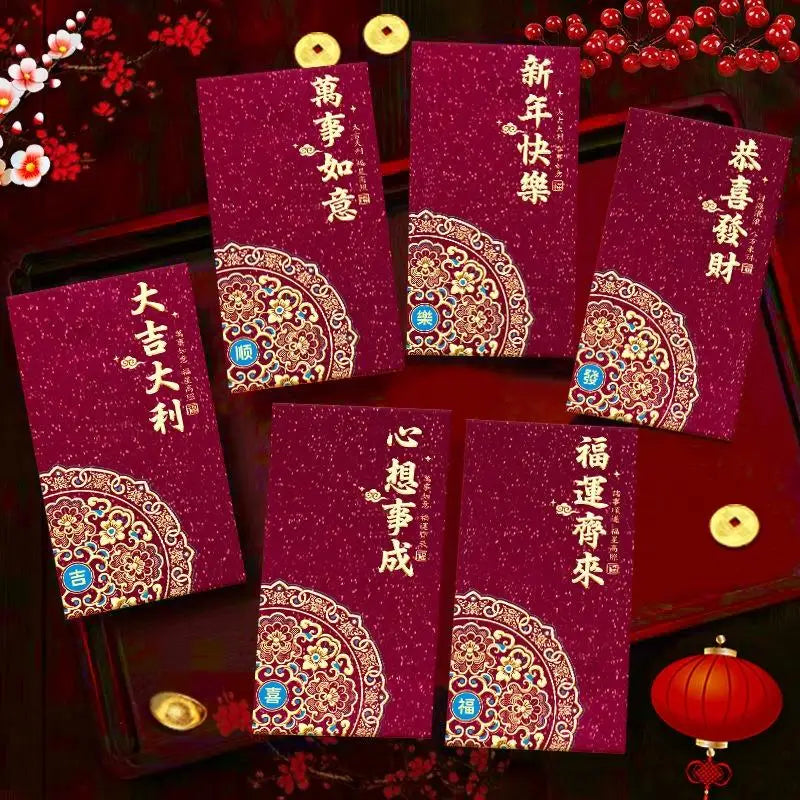 2026 Horse Year Red Envelopes – 6-Pack Lucky Money Bags