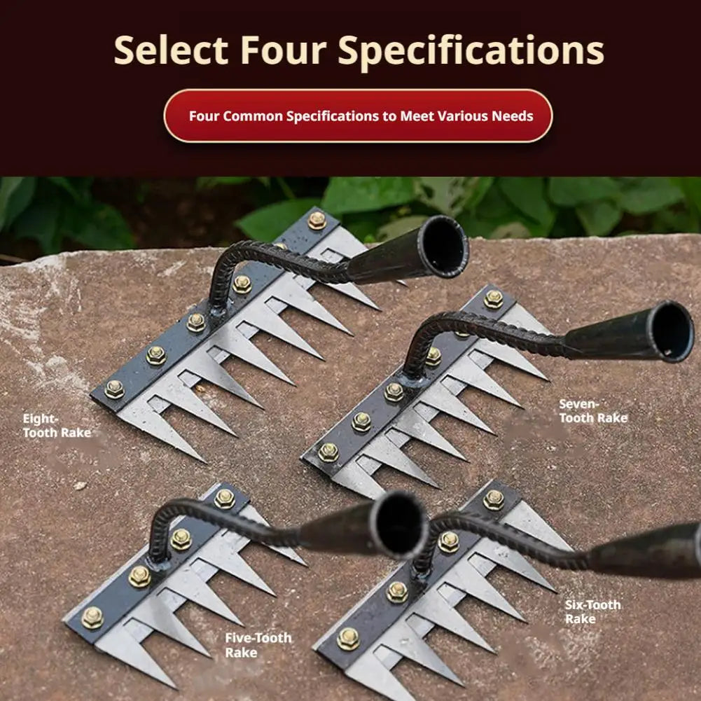 Metal Garden Rake 5–8 Teeth | Soil Loosening & Weeding Tool