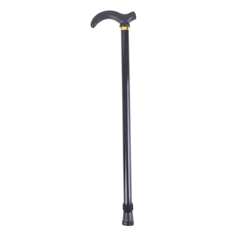 1PC 75-90cm Aluminum Alloy Adjustable Walking Stick 2 Section Stable Anti-Skid Crutch Old Man Hiking Cane Height Oasis Select black