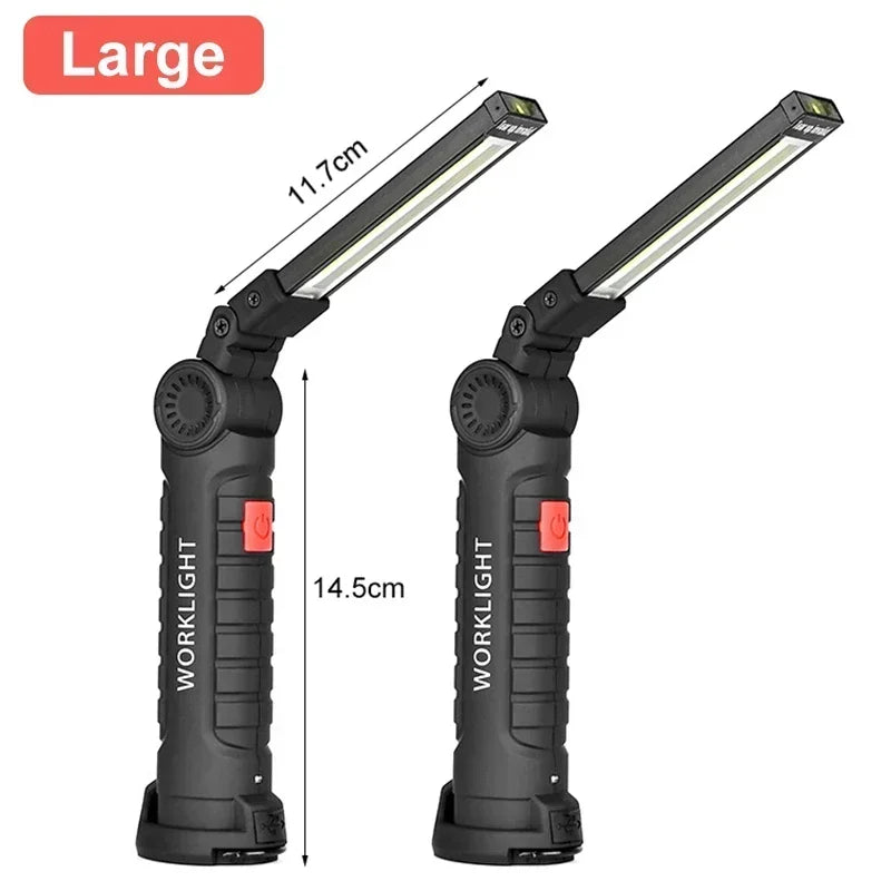 Led Work Light Magnetic Base Hook Rechargeable 360°Rotating Portable Handheld Flashlight For Working Repairing Outdoor Camping Oasis Select 2PCS large