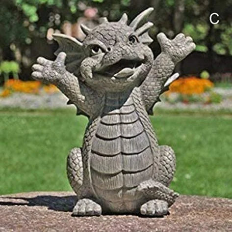 Mini Dinosaur Shape Sculpture Garden Statue Dragon Meditation Statue Lighting Resin Ornament Outdoor Yard Decoration Home Decor Oasis Select Light Yellow China Mainland