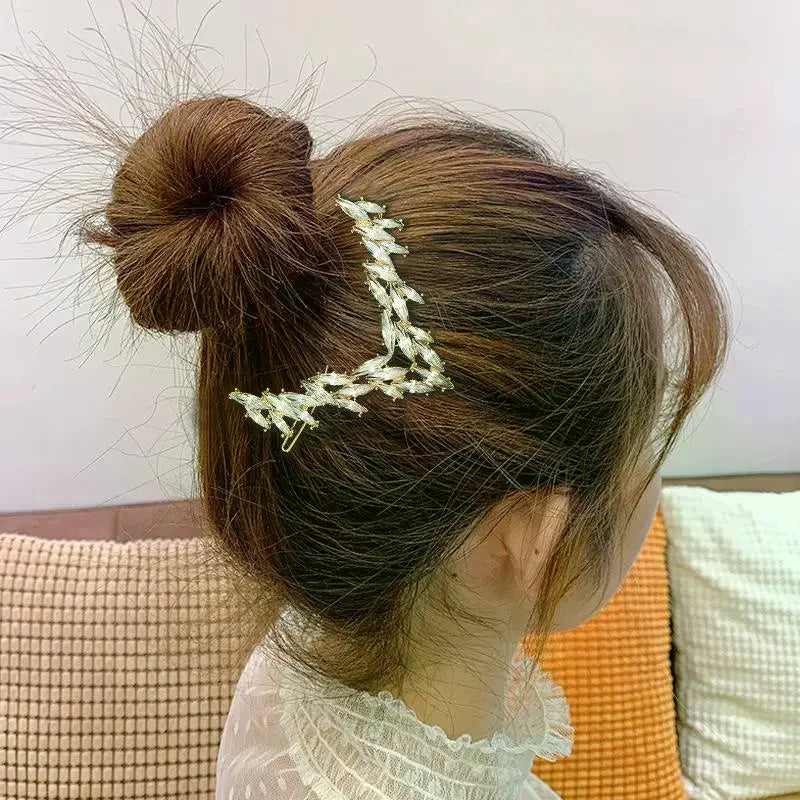 Korean V-Shape Crystal Hair Clip – Luxury Rhinestone Hairpin Crystal Hair Clip Oasis Select