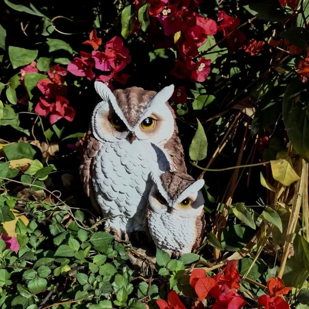 Resin Owl Statue – Lifelike Mother & Baby Garden Figurine