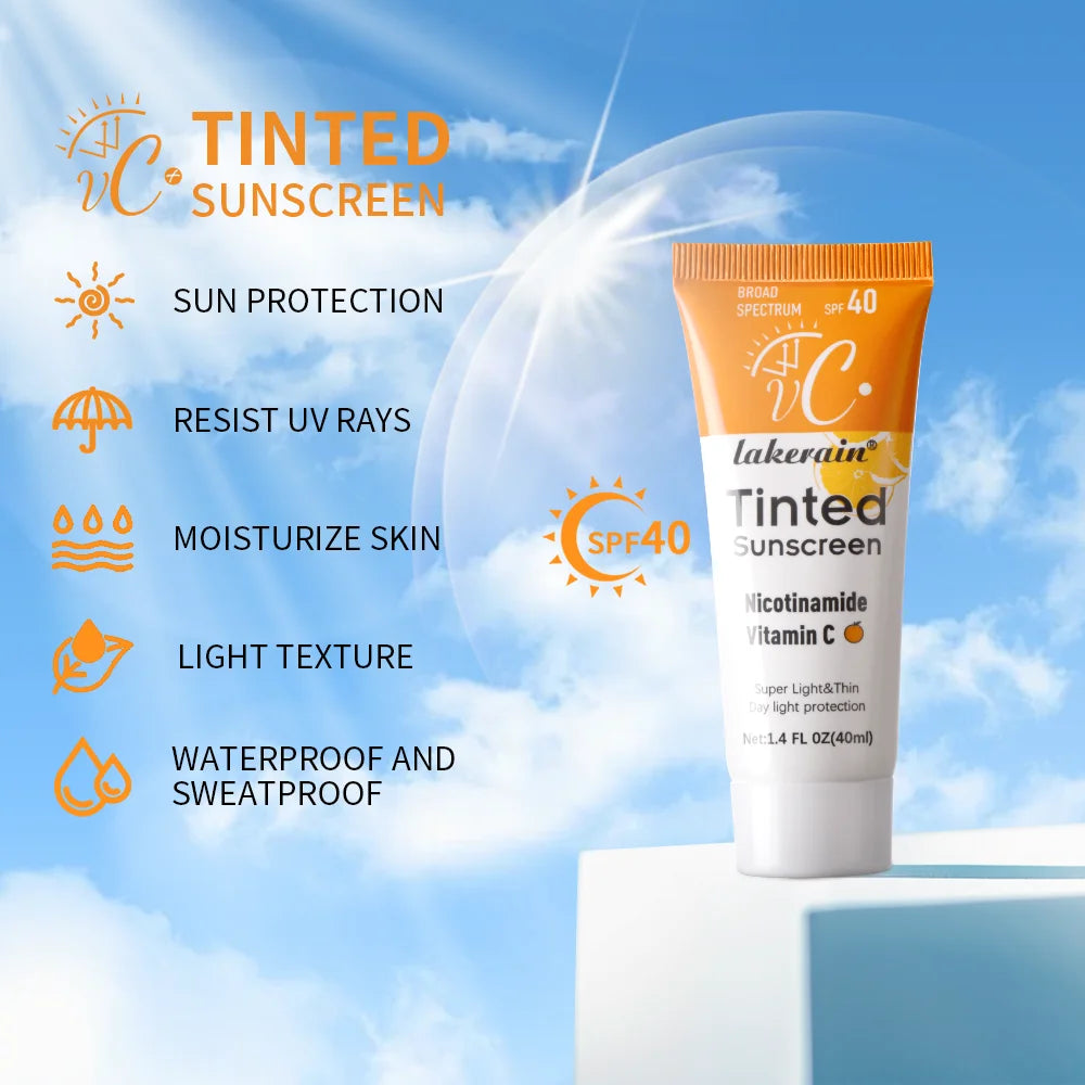 Lakerain Tinted Sunscreen SPF40+ Lightweight UV Foundation Cream Tinted Sunscreen Oasis Select