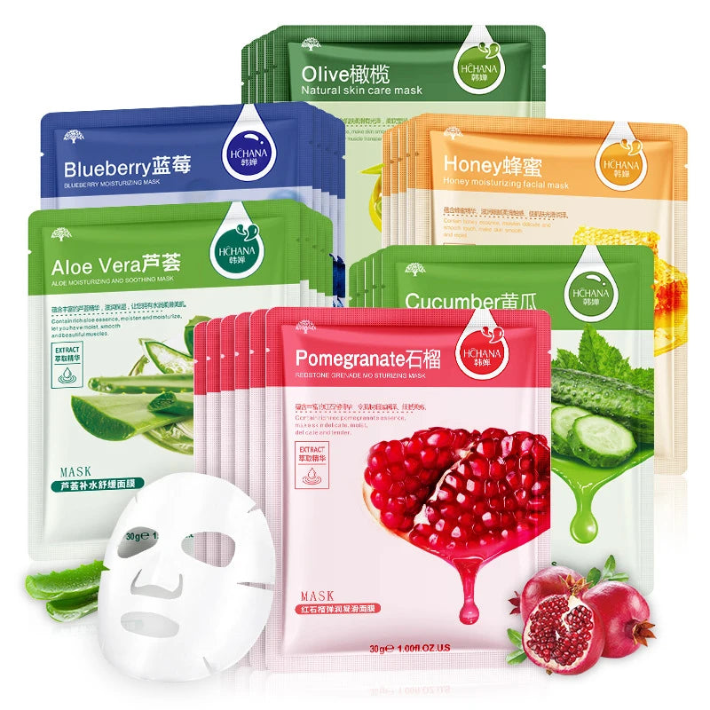 BIOAOUA 30-Pack Korean Fruit Face Masks – Hydrating & Firming Korean Sheet Mask Oasis Select