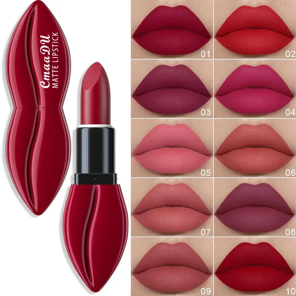 CmaaDu Matte Velvet Lipstick – Waterproof, Long-Lasting Nude & Red