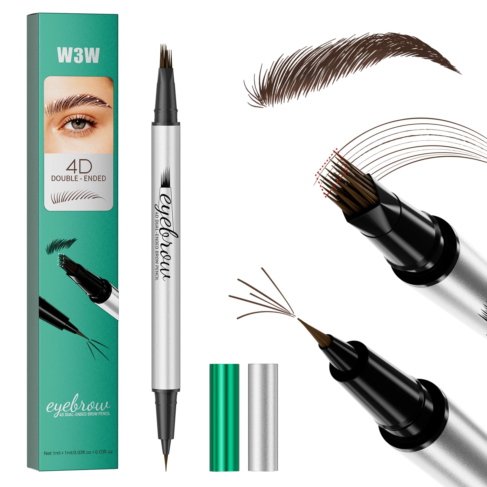 2-in-1 Waterproof Eyebrow Pencil & Eyeliner | 4D Microcarving