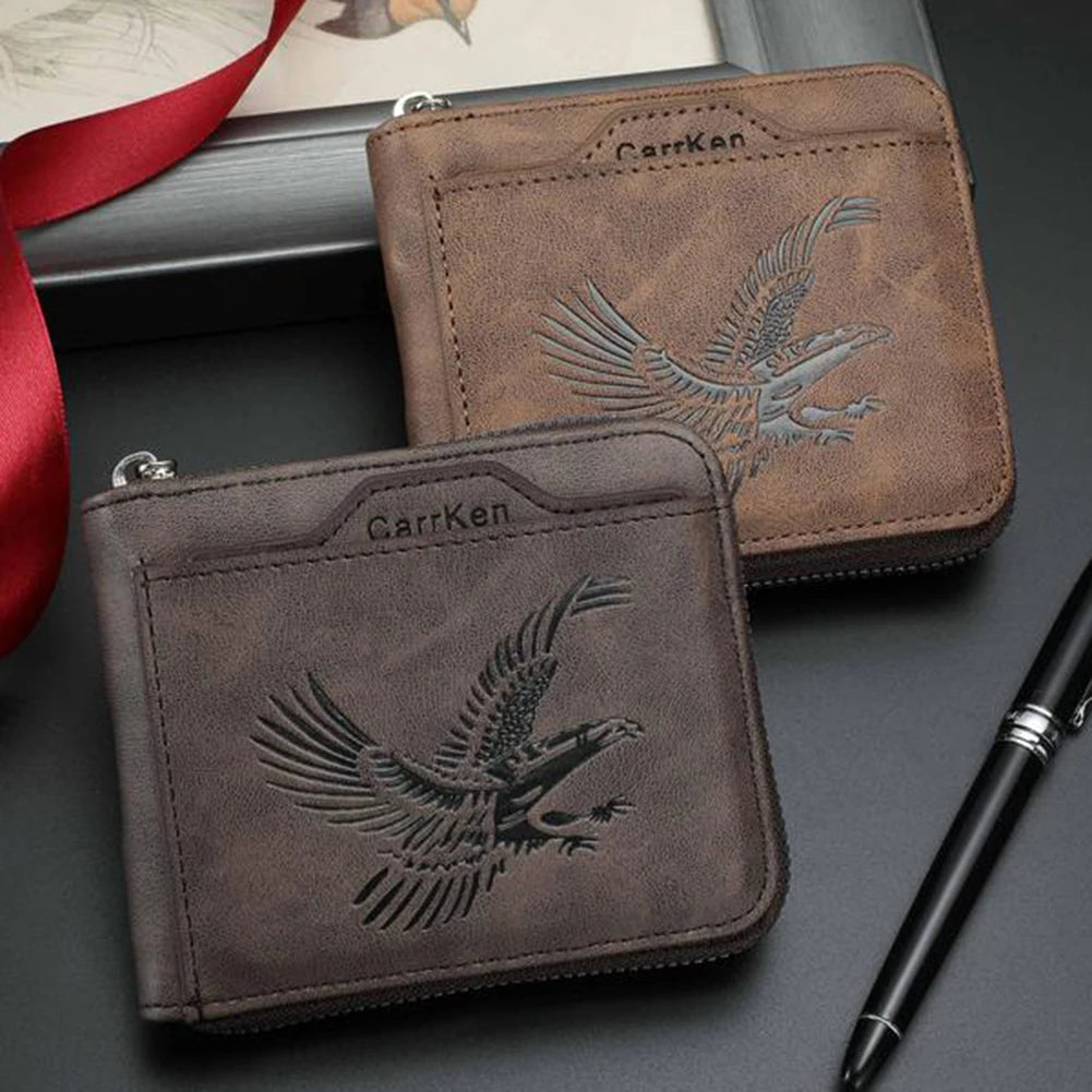 Men's Vintage Eagle-Embossed PU Leather Wallet | Multi Card Slot