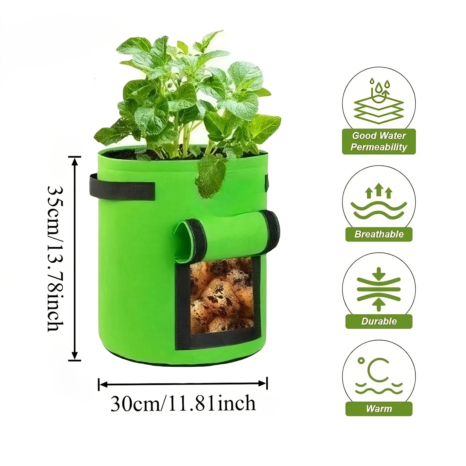1PC Felt Potato Planting Bag Large Diameter Vegetable Plant Seedling Bag Non-Woven Felt Potato Growing Bucket Oasis Select