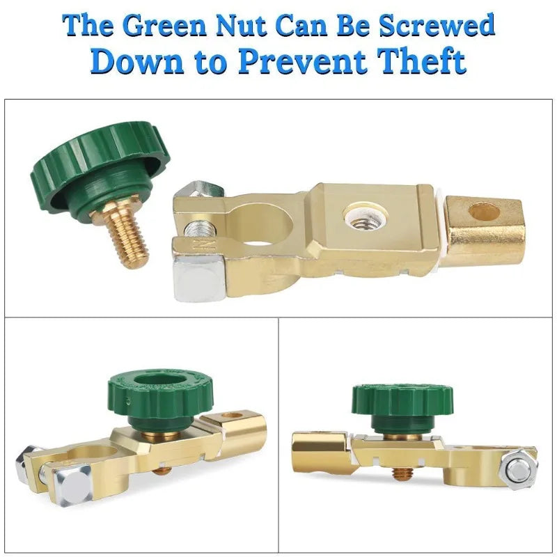 Quick Disconnect Top Post Battery Disconnect Switch with Green Knob 12V-24V Master Isolator for Car Truck Boat Vehicles Oasis Select