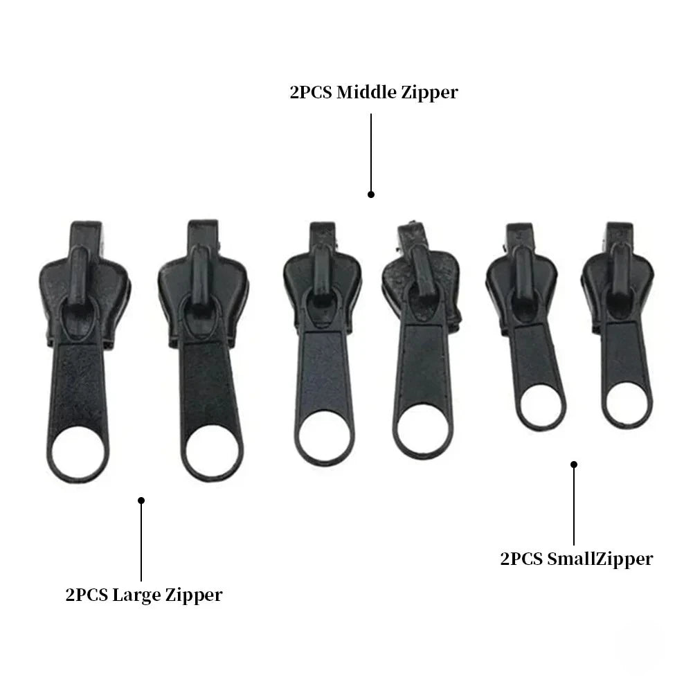 3 Sizes Universal Instant Fix Zipper Repair Kit Replacement Zip Slider Teeth Rescue Sewing Clothes Bag Zippers Tool Accessories Oasis Select