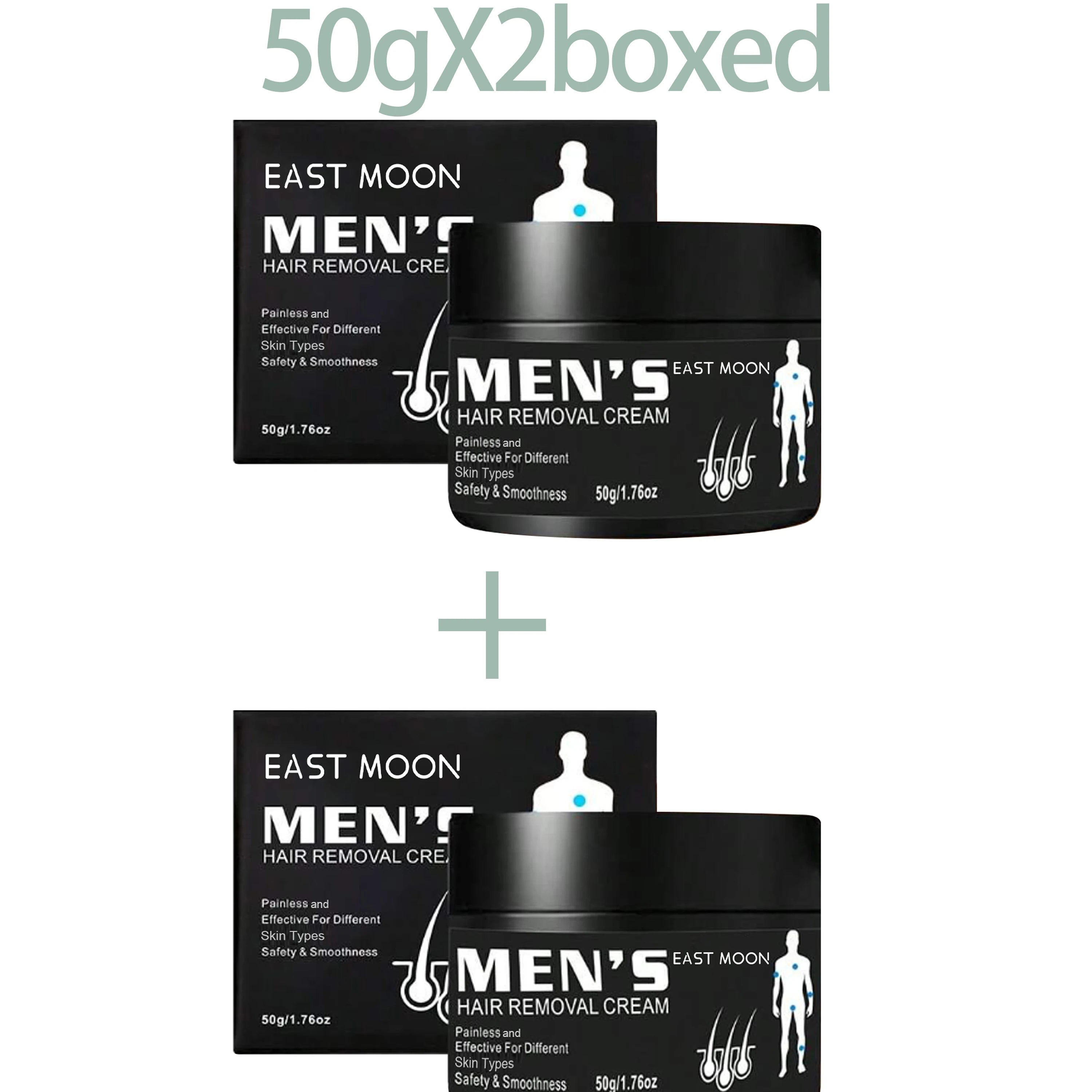 East Moon Men's Aloe Hair Removal Cream – Painless & Gentle Hair Removal Cream Oasis Select 50gX2PCS