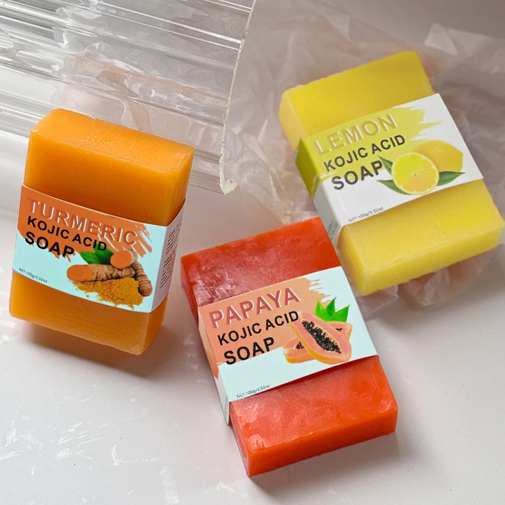 3pcs Ginger Soap Papaya Soap Lemon Soap, used for washing your face and bathing, suitable for all skin types, universal for men Oasis Select MULTI 300g