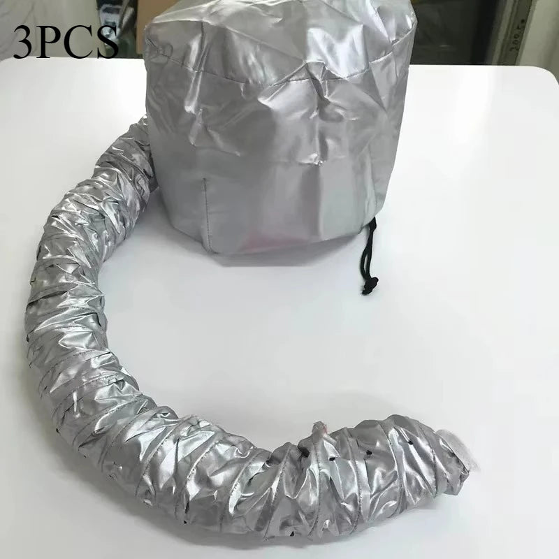 Hair Bonnet Portable Dryer Cap Steamer Quick Dry Baked Oil Care Diffuser Drying Hairdressing Tools Hair Cap Shower Cap Women Oasis Select 3PCS-SILVER