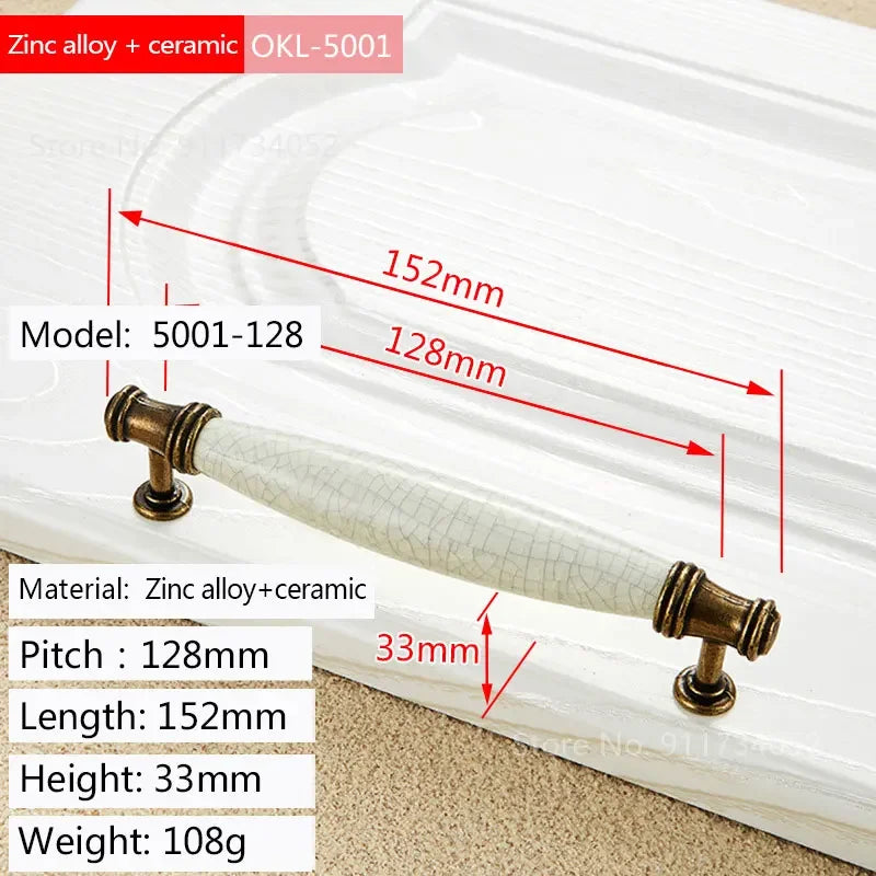Cupboard Kitchen Hardware Retro European Fashion Cabinet Drawer Handles Bronze Closet Dresser Knobs Zinc Alloy and Ceramic Oasis Select 128-1