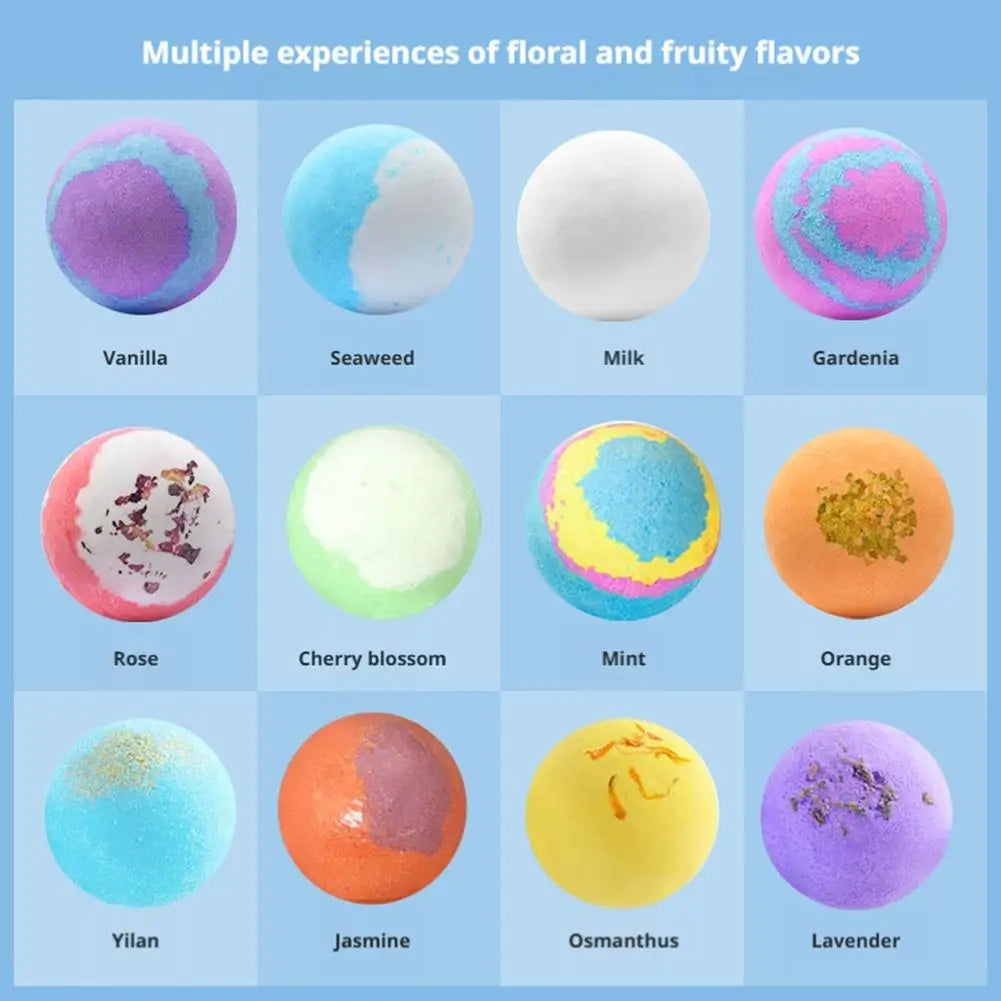 12PCS Bath Salt Ball Surprise Toy Inside Colorful Bubble Bath Ball Natural Mega Bubbles Long Lasting Fragrance Oasis Select