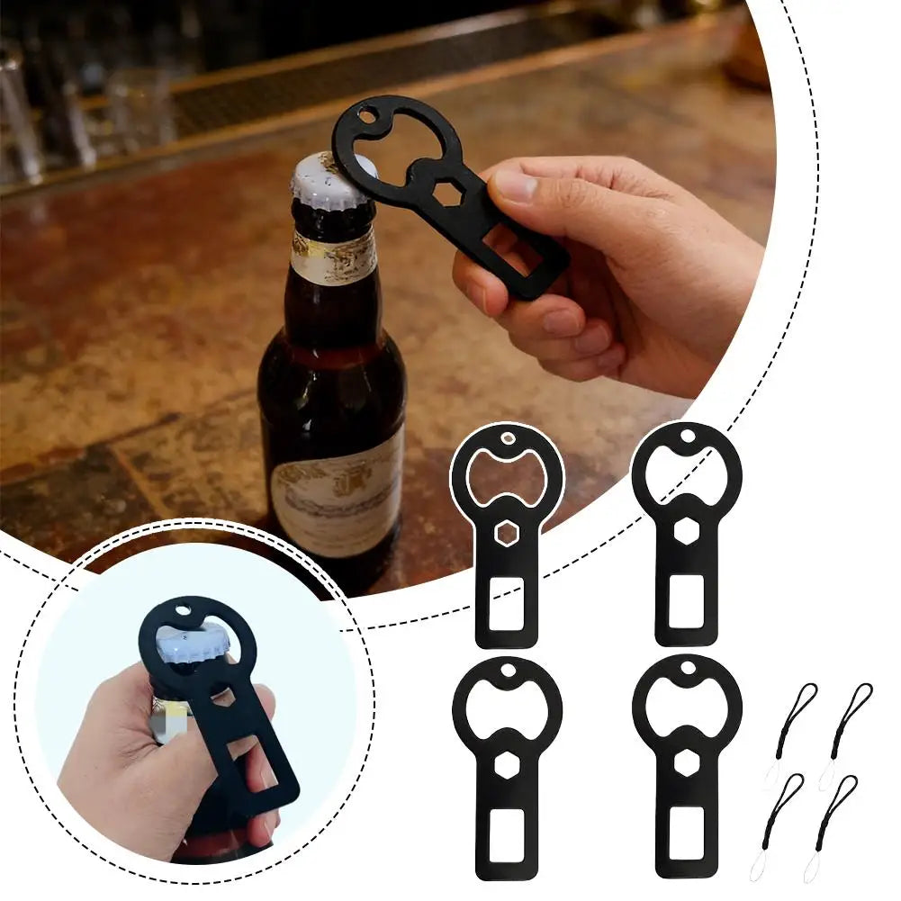 Beer bottle opener Portable Metal Bottle Opener Keychain 4-Pack Flat Beer Bottle Openers with Lanyard Oasis Select