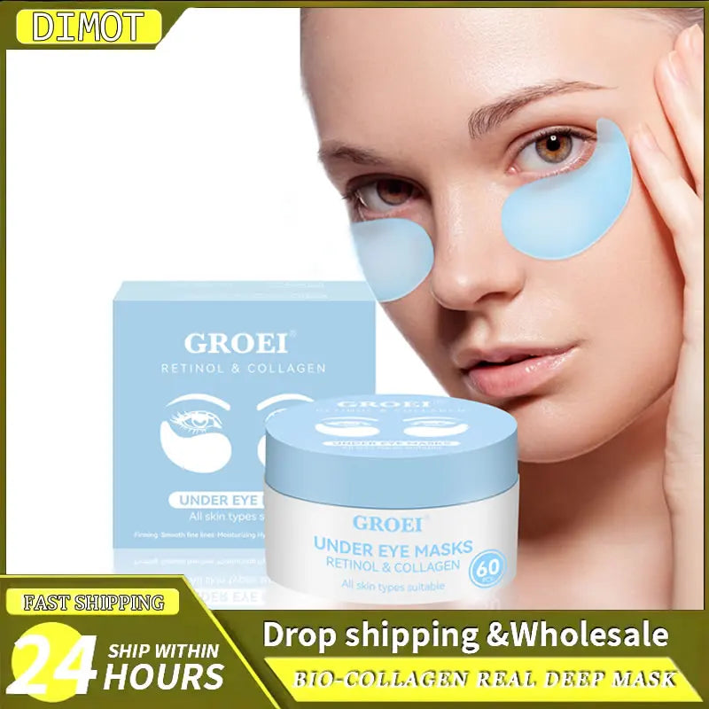 60pc Hyaluronic Acid Collagen Eye Masks – Firm & Brighten